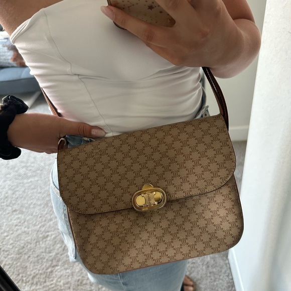 Celine Triomphe Canvas Crossbody Purse - Picture 5 of 9